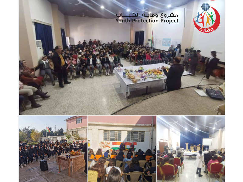 محاضرتين توعويتين في مدرستين  حول خطورة التدخين والادمان والوقاية من الأمراض في السليمانية – كردستان 2022